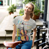 Front view of Harmony Melodies Women's Crop T-Shirt on a mannequin.